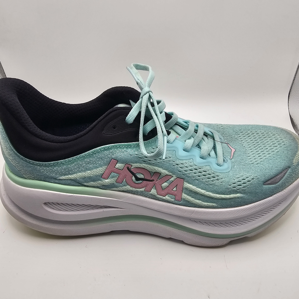 Hoka One One Bondi 9 Running Shoes Women Sz 9.5B Mint Green/Blue Spark & INSOLE
